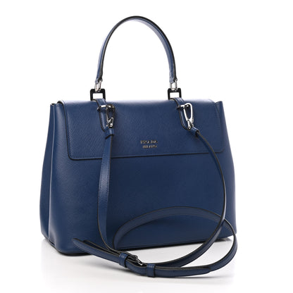 Prada Saffiano Cuir Convertible Top Handle Tote Bleuette 2 of 8