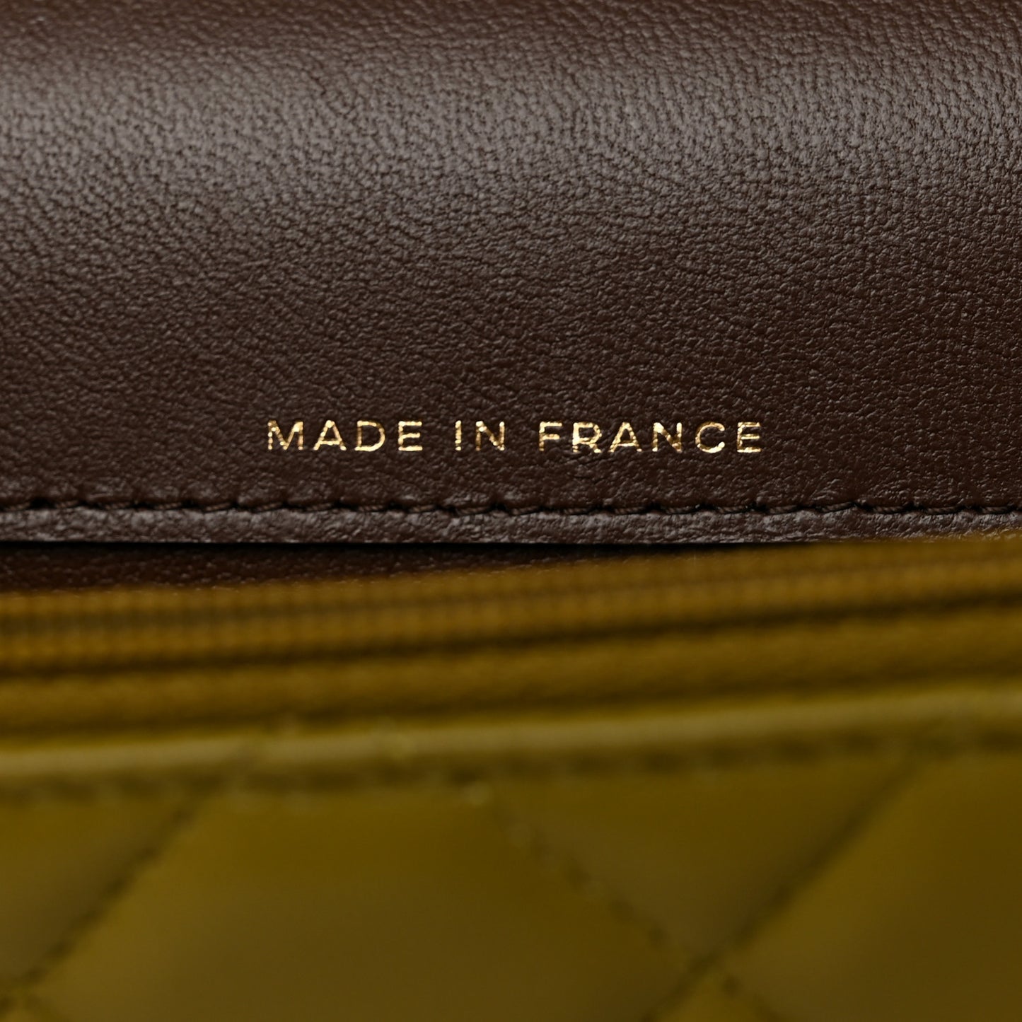 Lambskin Quilted Flap Phone Holder With Chain Green Brown
