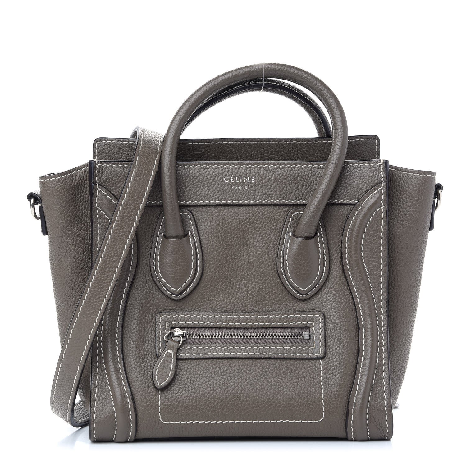 Celine Drummed Calfskin Nano Luggage Souris 1 of 8