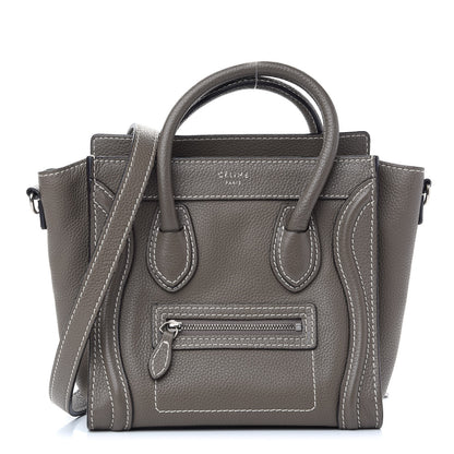 Celine Drummed Calfskin Nano Luggage Souris 1 of 8