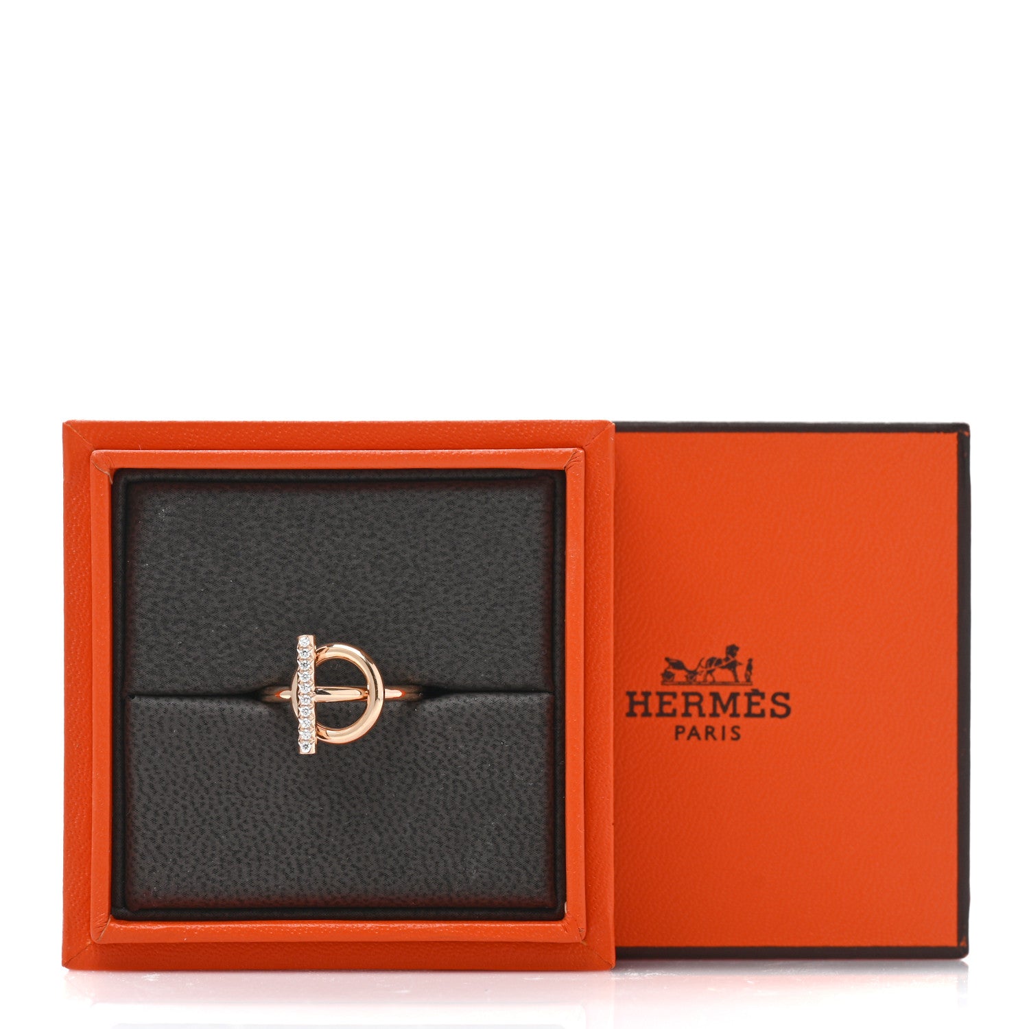 Hermes 18K Rose Gold Diamond PM Echappee Ring 52 6 5 of 5