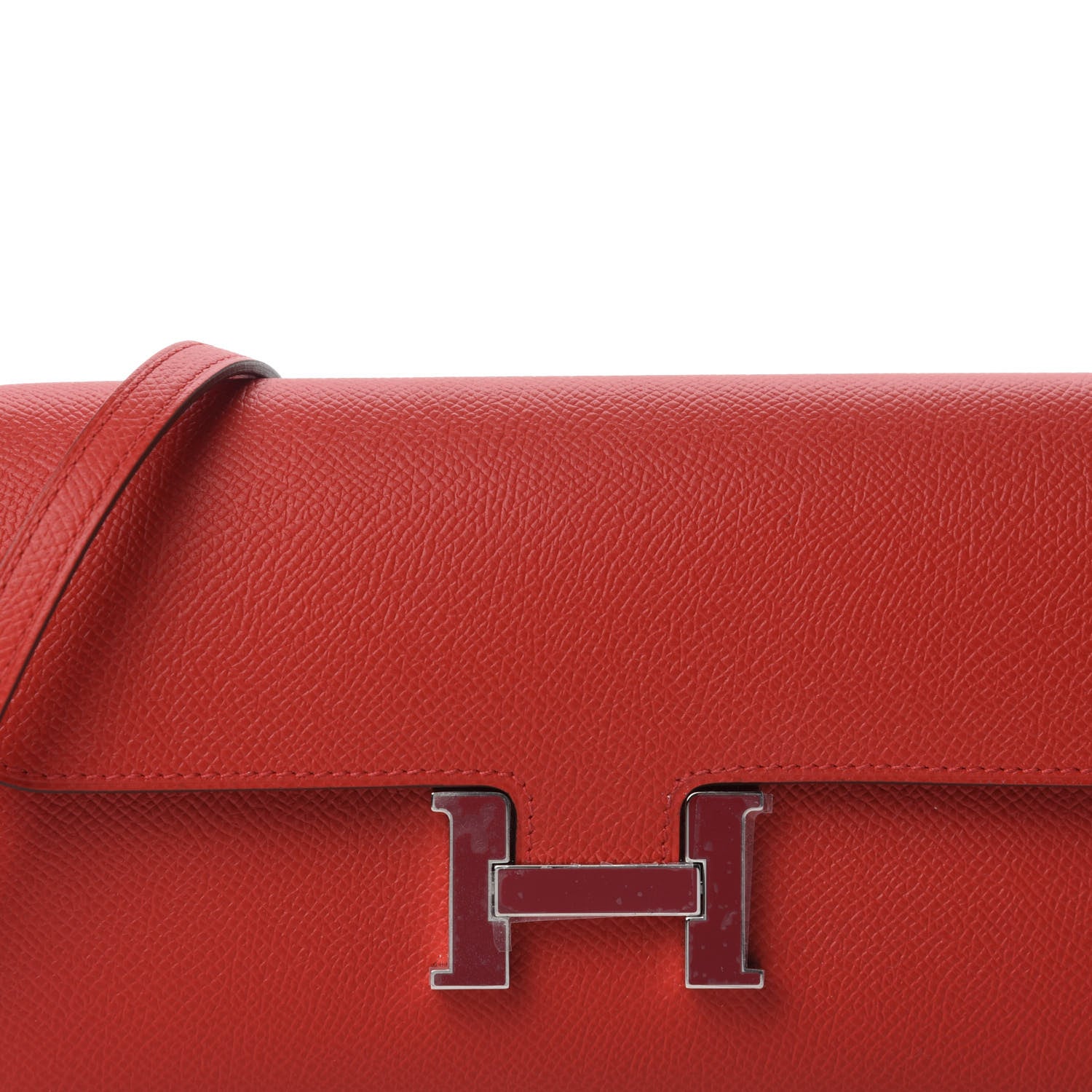 Hermes Epsom Enamel Constance Wallet To Go Rouge De Coeur Rubis 9 of 10