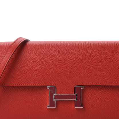 Hermes Epsom Enamel Constance Wallet To Go Rouge De Coeur Rubis 9 of 10