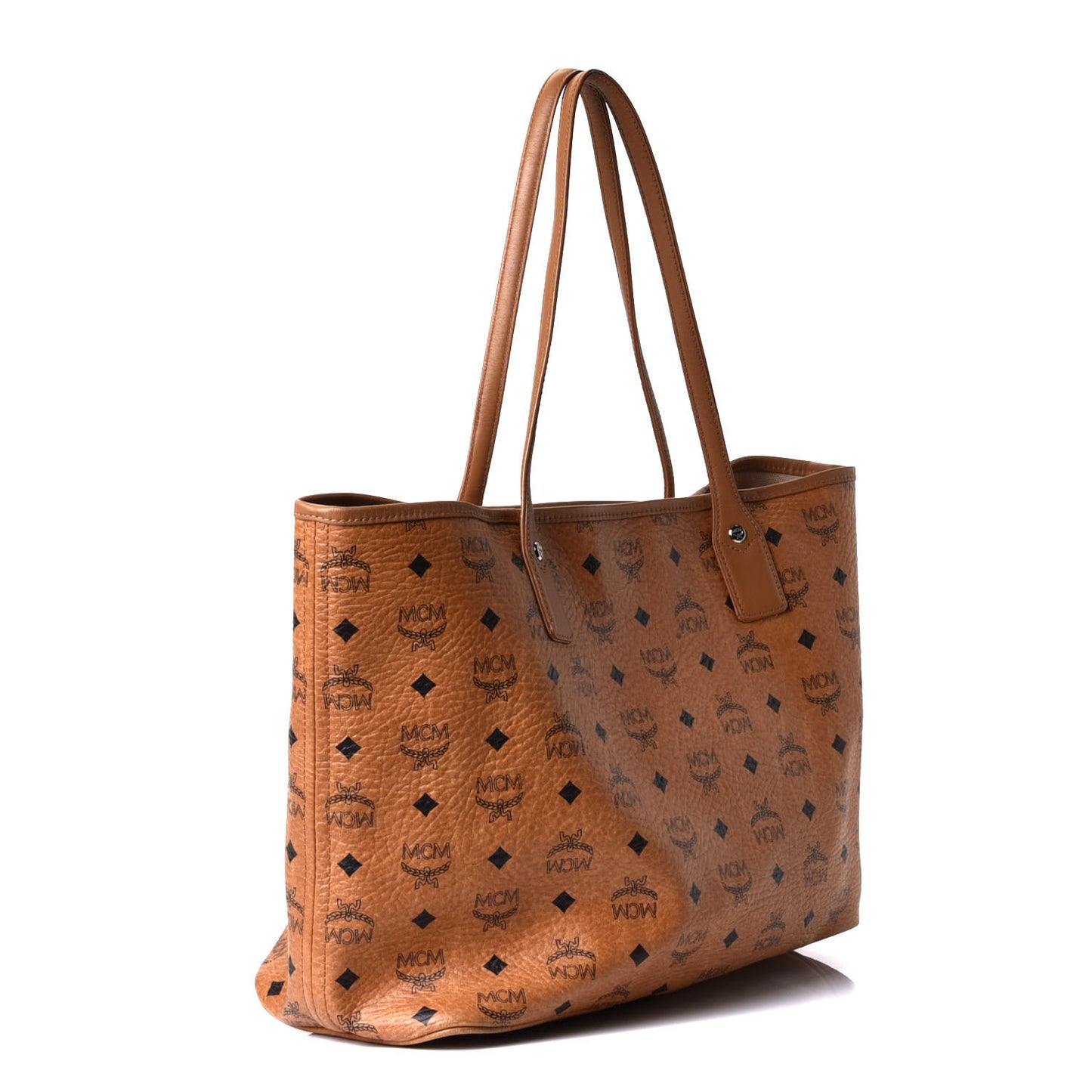 Visetos Crocodile Embossed Medium Liz Shopper Tote Cognac
