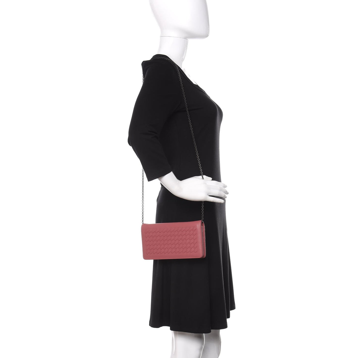 Nappa Intrecciato Continental Wallet on Chain Rose Pink