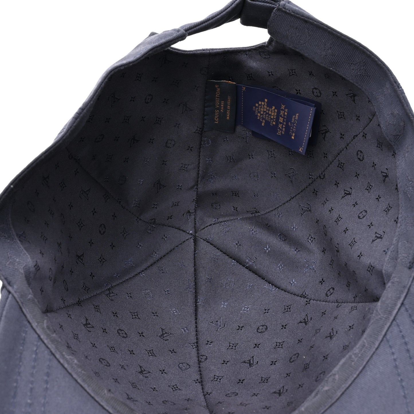 Cotton LV Signature Cap L Bleu Marine