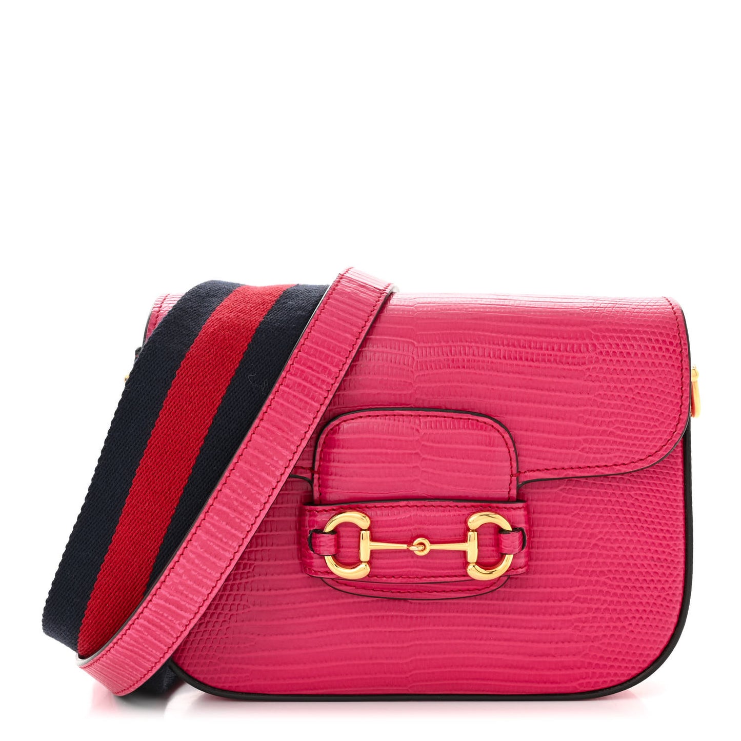 Lizard Web Mini Horsebit 1955 Shoulder Bag Pink