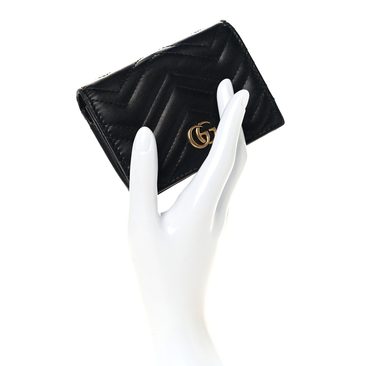 Calfskin Matelasse GG Marmont Card Case Black