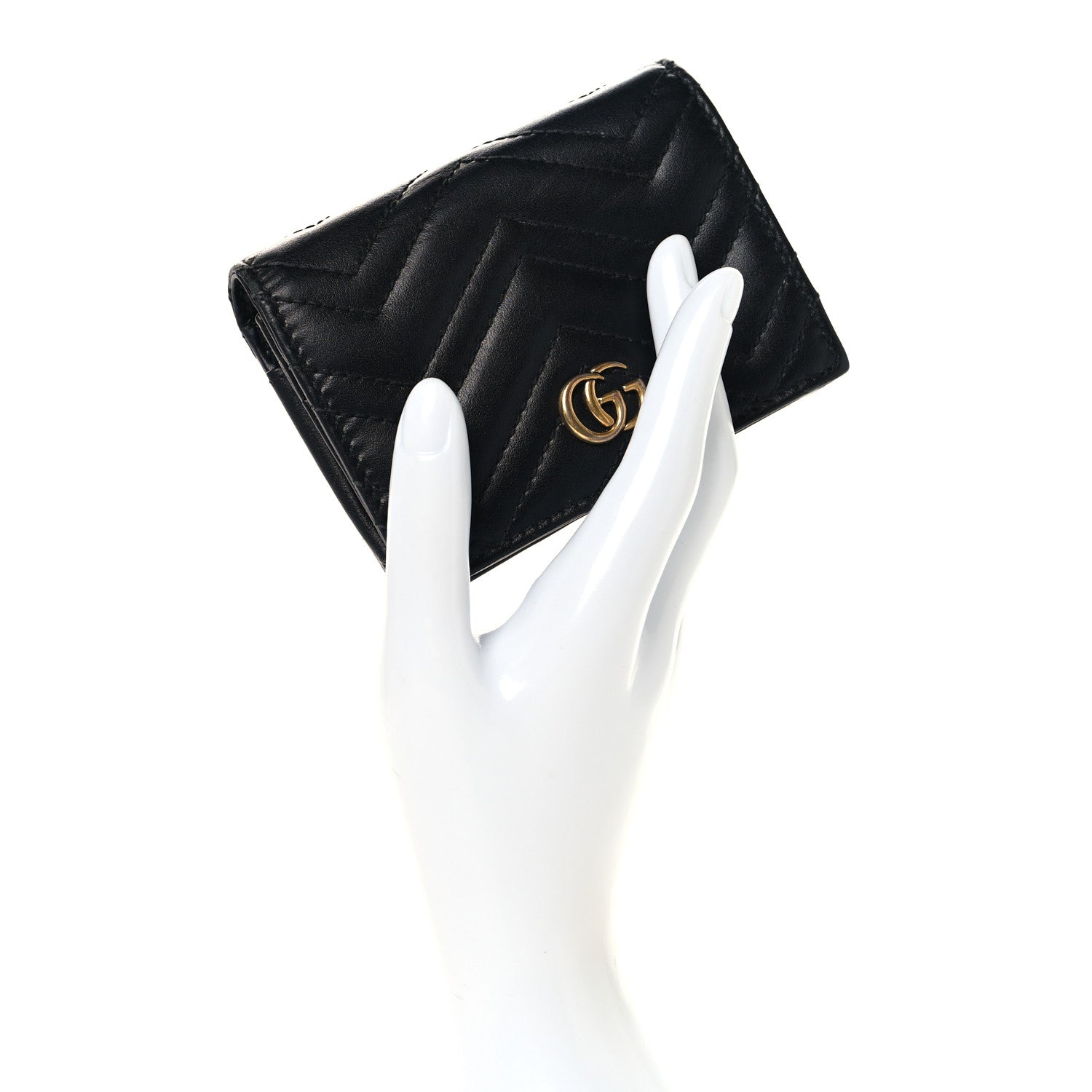 Gucci Calfskin Matelasse GG Marmont Card Case Black 2 of 9