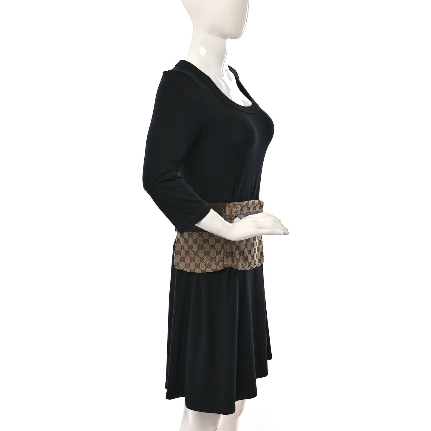 GG Monogram Web Double Pocket Belt Bag Dark Brown