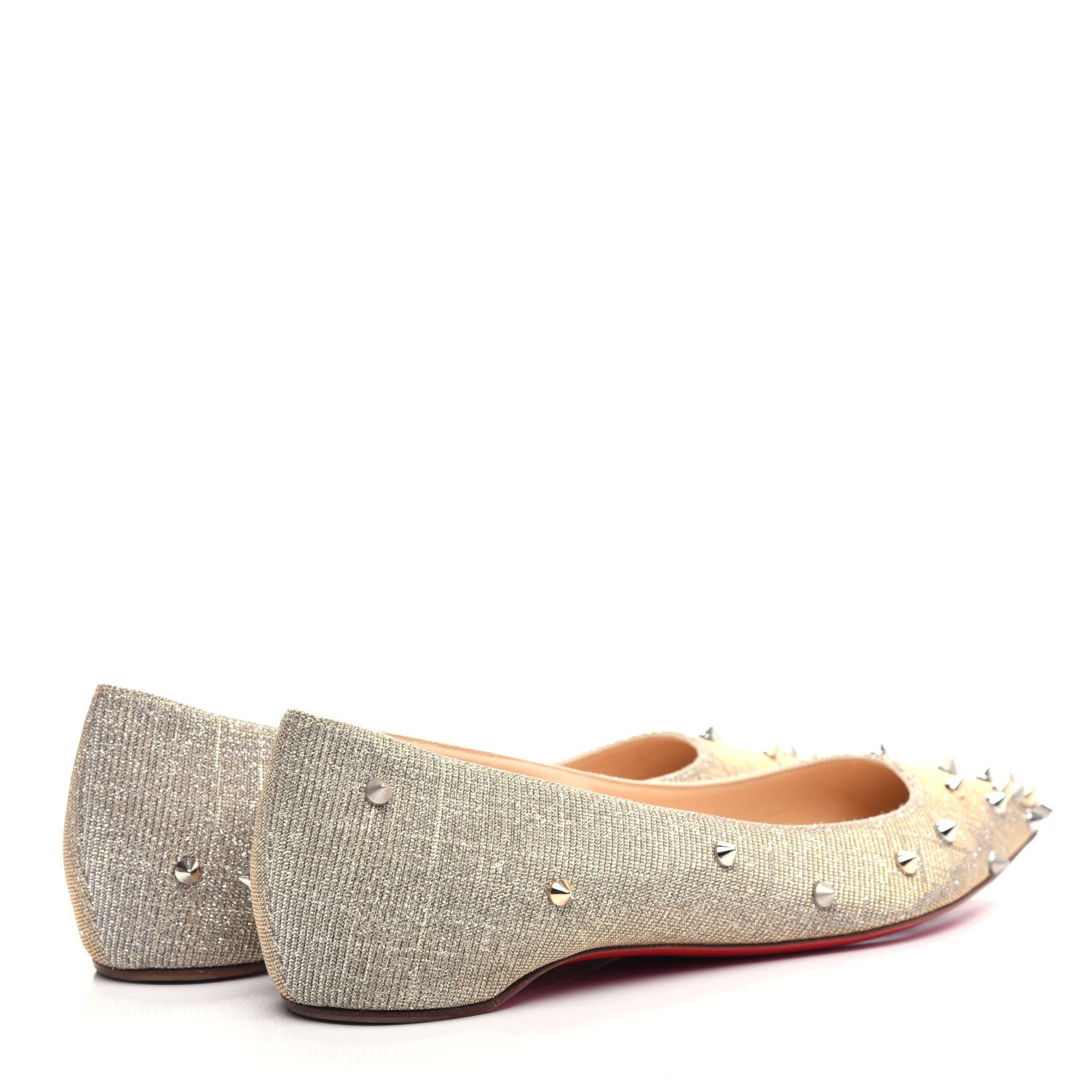 Christian Louboutin Metallic Glitter Fabric Degraspike Flats 38 Silver 4 of 10