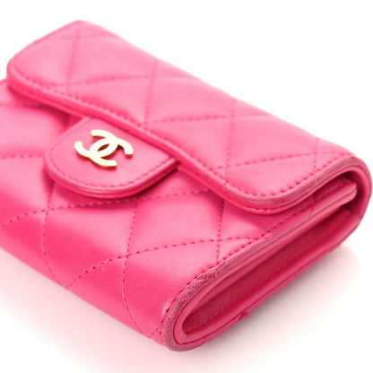 Chanel Lambskin Quilted Flap Card Holder Wallet Pink 9 of 14