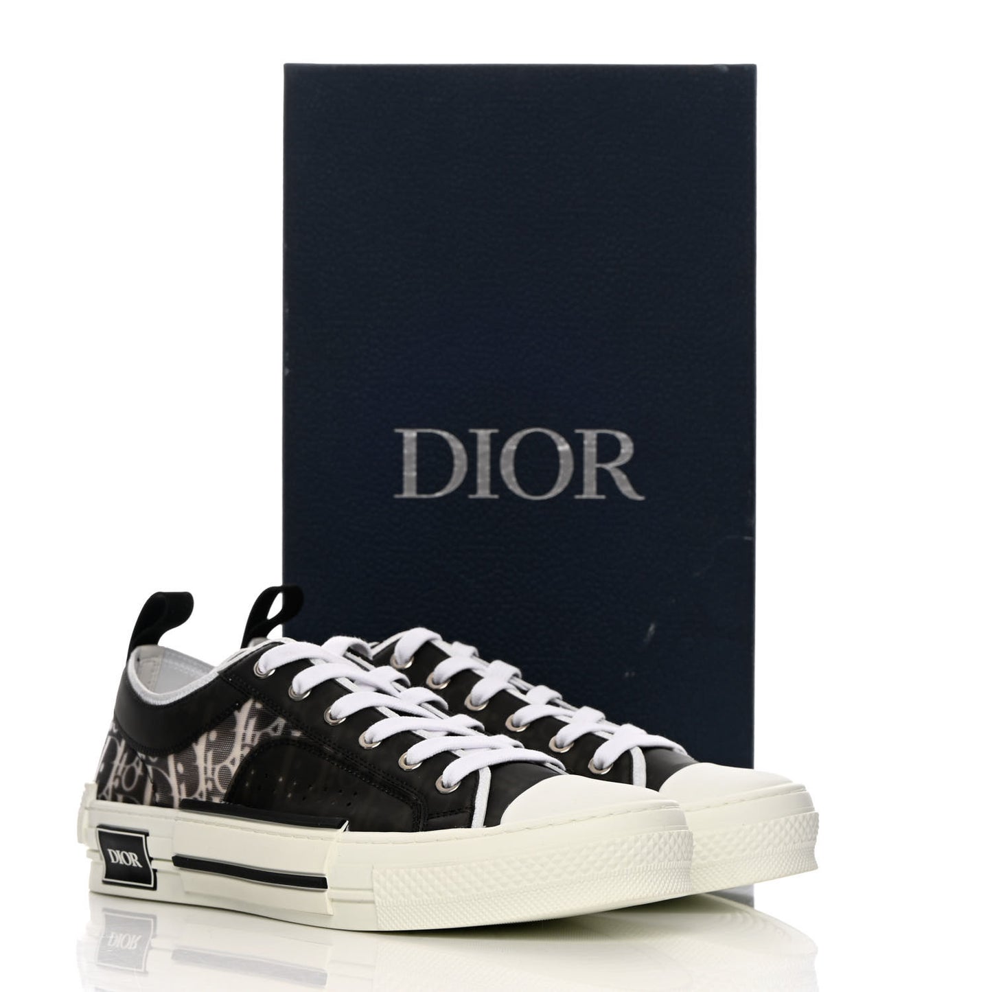 Technical Canvas Mesh Oblique Printed Mens B23 Low Top Sneaker 42 Black Beige