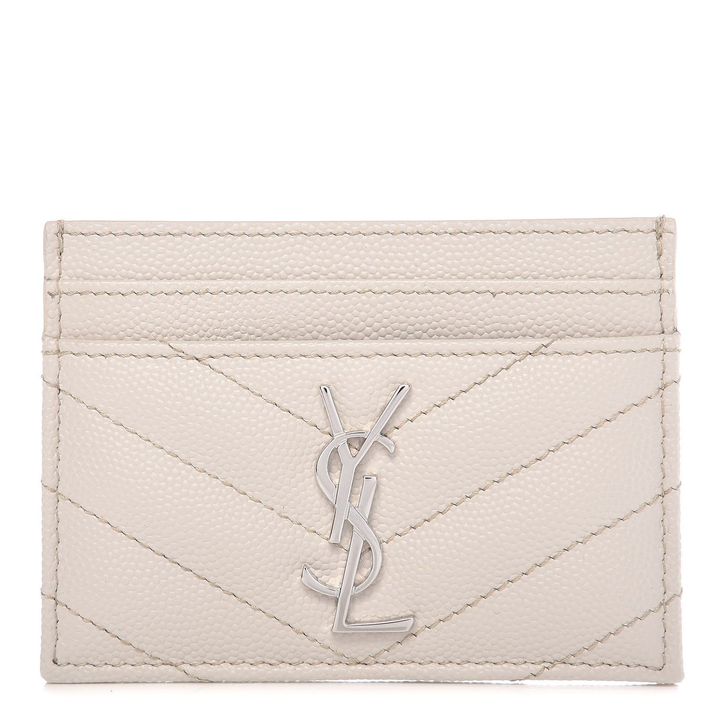 Grain De Poudre Matelasse Chevron Card Case Icy White