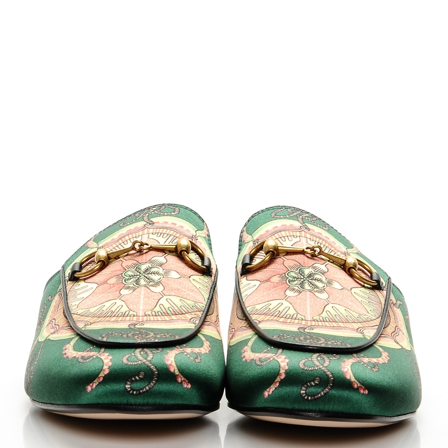 Satin Sea Lace Malaga Kid Womens Princetown Slippers 41 Gucci Bright Green Black