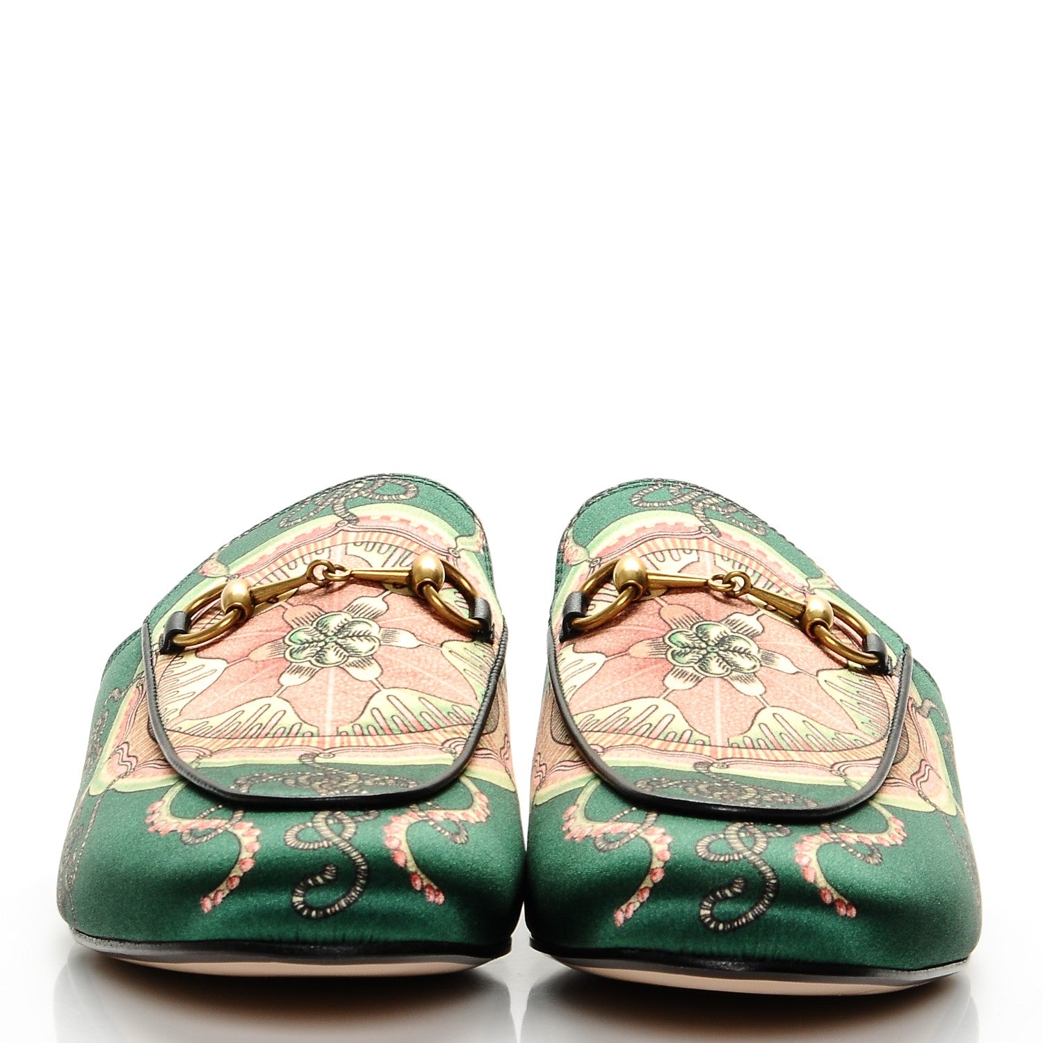 Gucci Satin Sea Lace Malaga Kid Womens Princetown Slippers 41 Gucci Bright Green Black 2 of 8