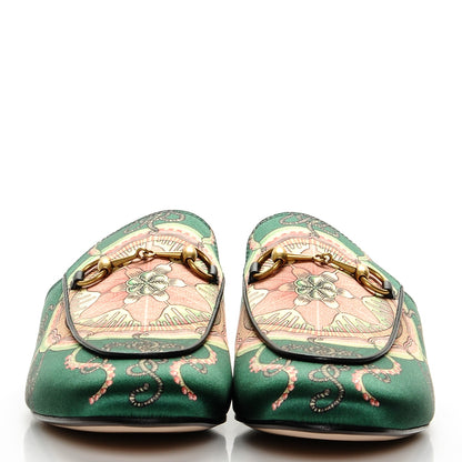 Gucci Satin Sea Lace Malaga Kid Womens Princetown Slippers 41 Gucci Bright Green Black 2 of 8