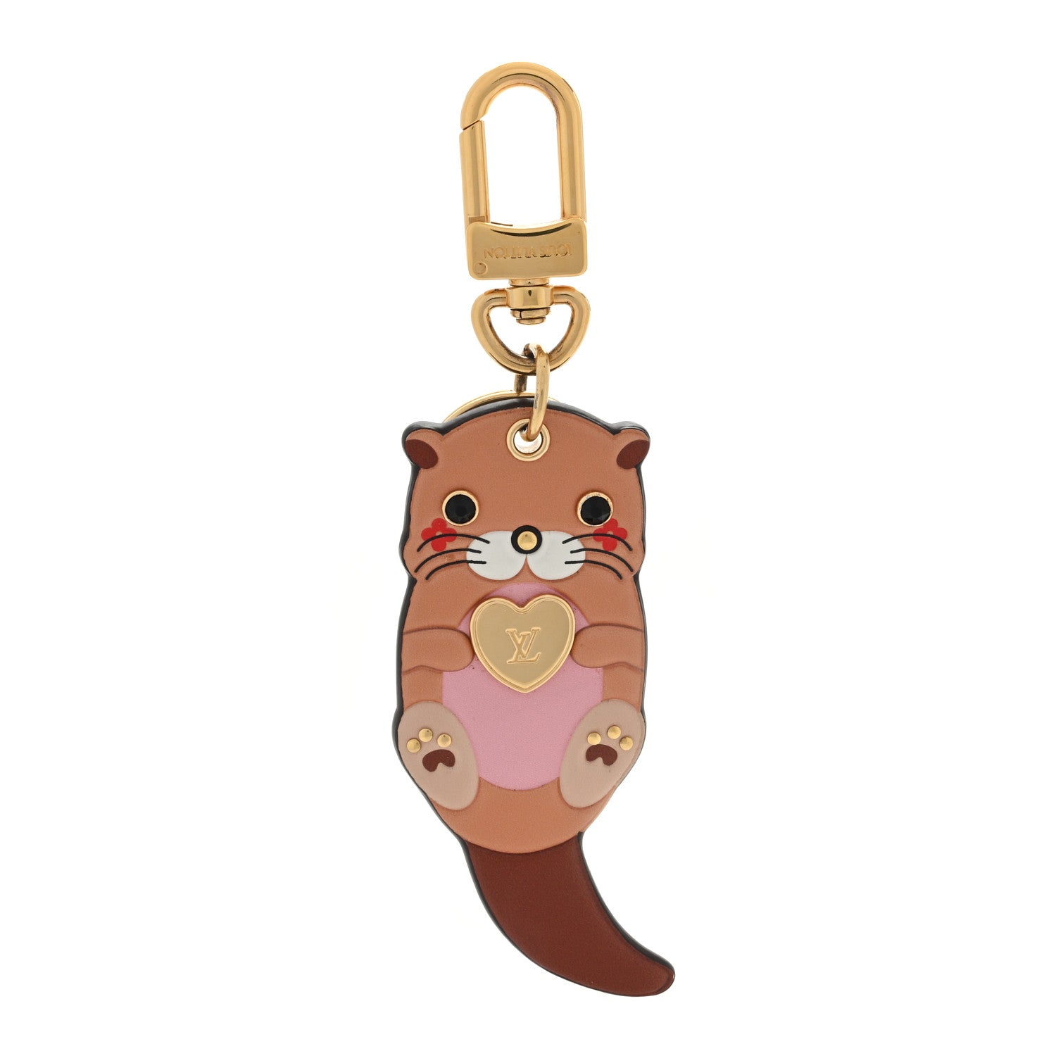Louis Vuitton Calfskin Monogram LV Animals Otter Bag Charm Key Holder Pink 1 of 3