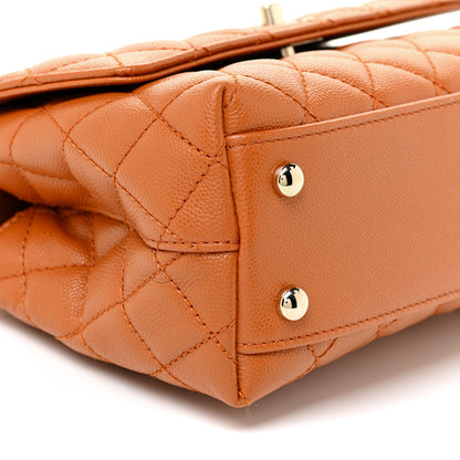 Chanel Caviar Quilted Mini Coco Handle Flap Light Brown 10 of 15