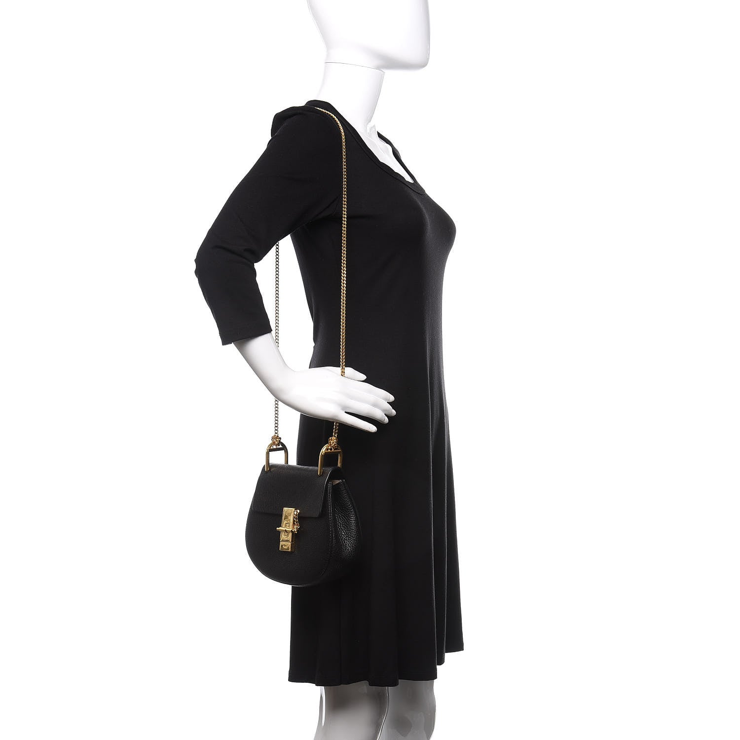 Chloe Grained Lambskin Mini Drew Shoulder Bag Black 2 of 9