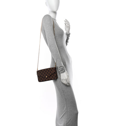 Louis Vuitton Damier Ebene Pochette Felicie Chain Wallet 2 of 13