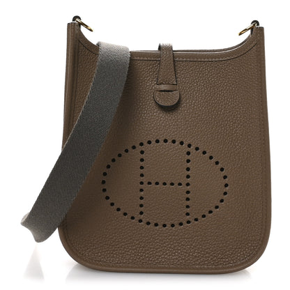 Hermes Taurillon Clemence Amazone Evelyne TPM Beige De Weimar Gris Etain 1 of 11