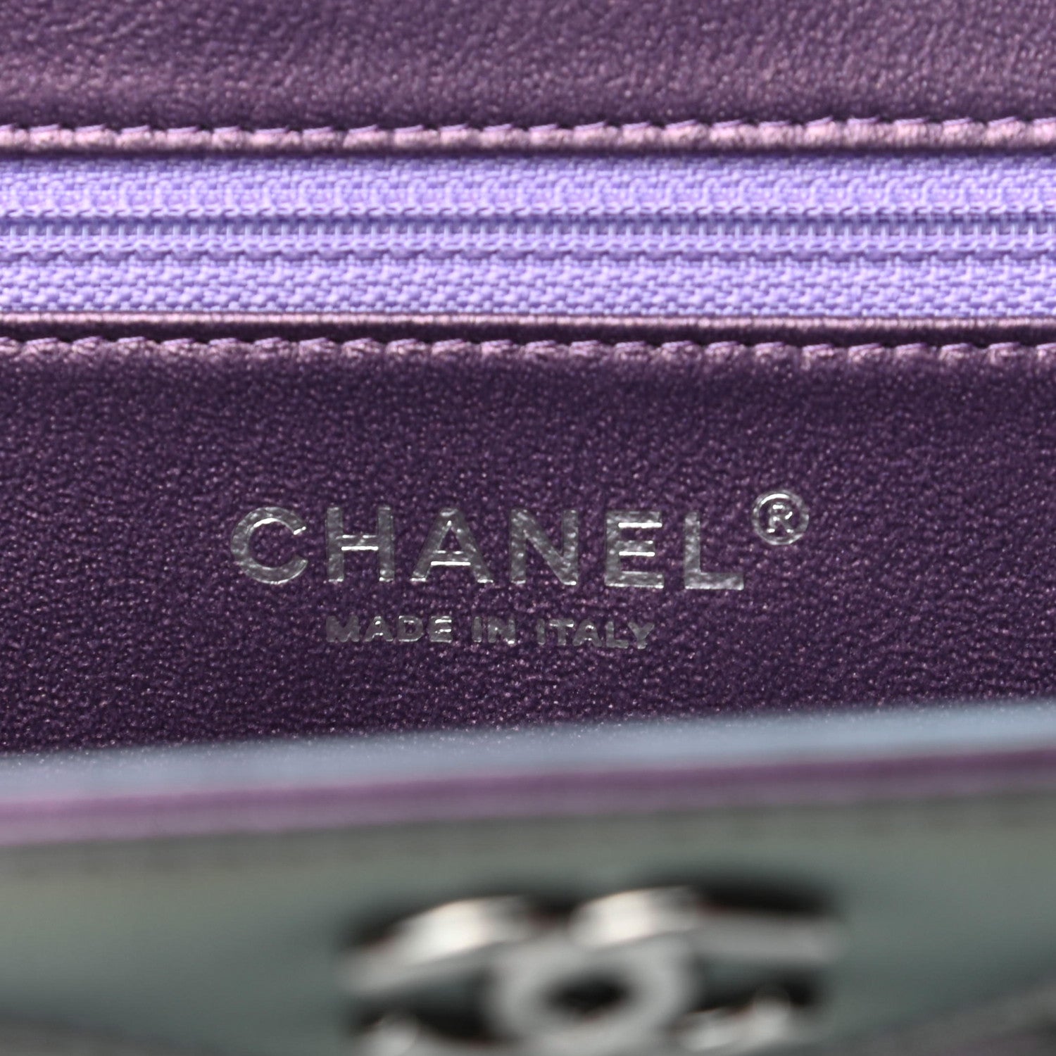 Chanel Iridescent Lambskin Quilted Clutch Dark Purple 6 of 8