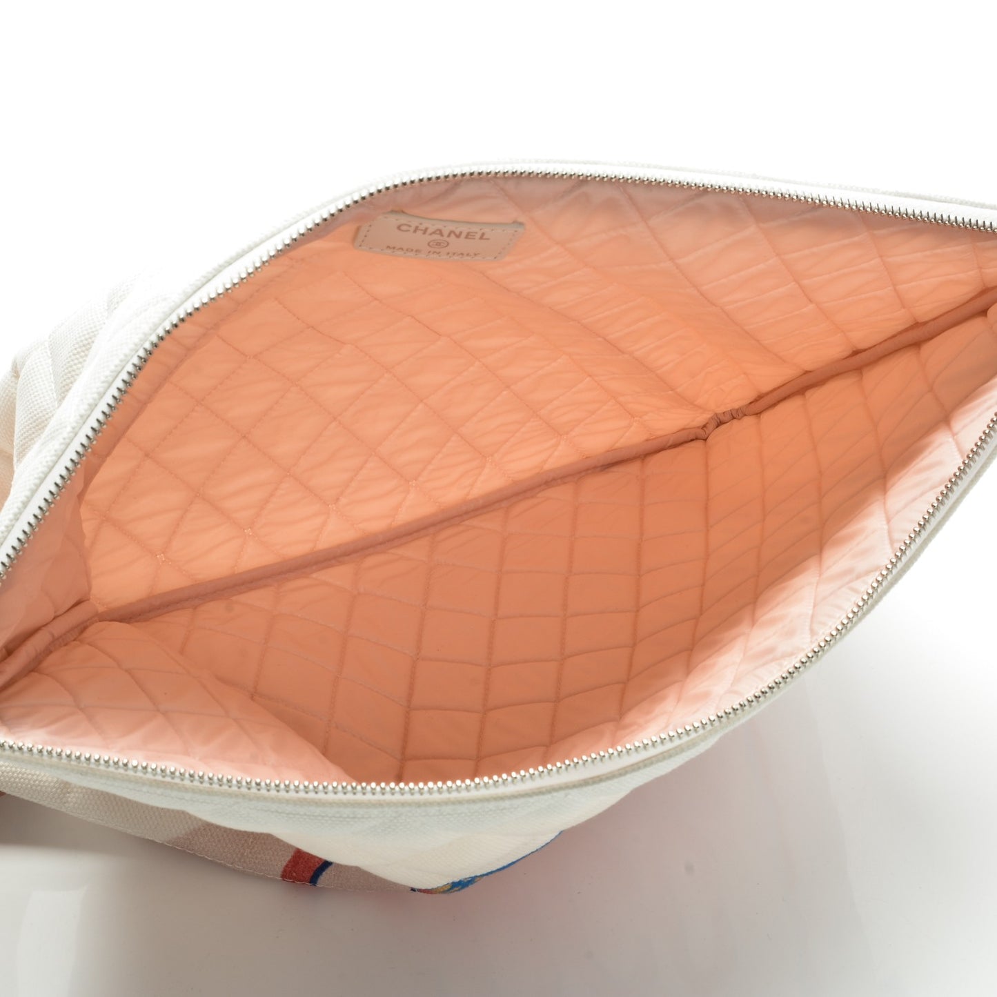 Canvas Quilted Large Coco Cuba Cosmetic Case Yellow Turquoise