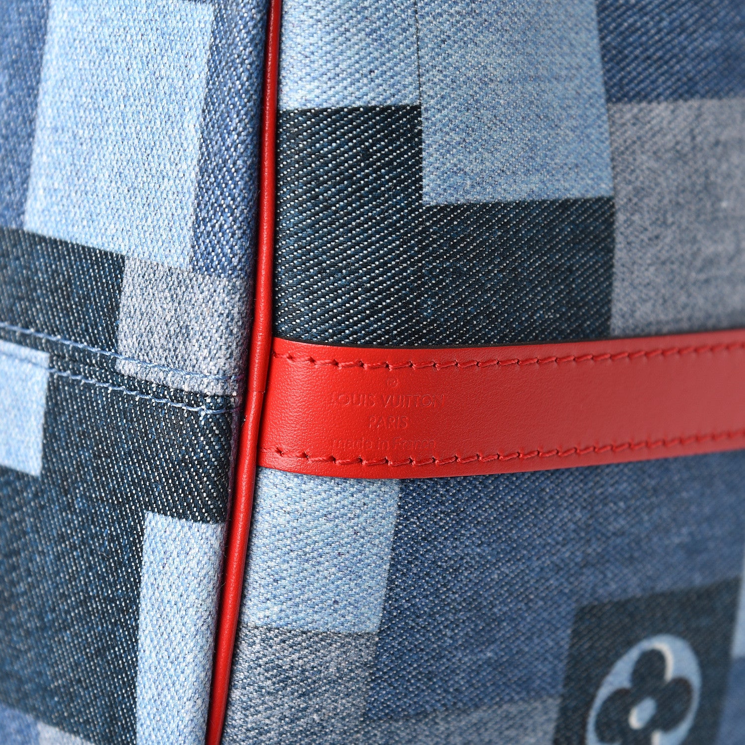 Louis Vuitton Denim Damier Monogram Patchwork Speedy Bandouliere 30 Blue Rouge 10 of 10