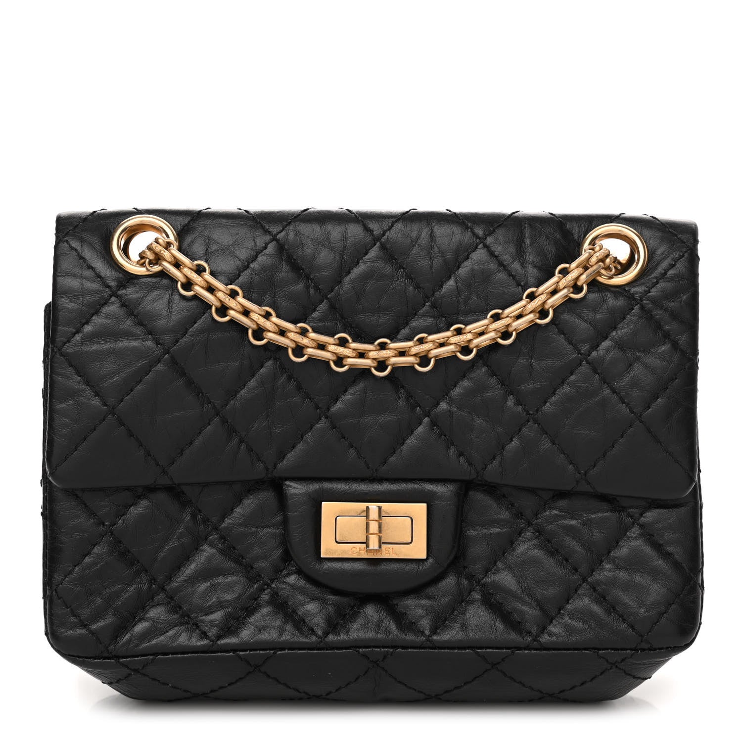 Chanel Aged Calfskin Quilted 2.55 Reissue Mini Flap Black 1 of 10