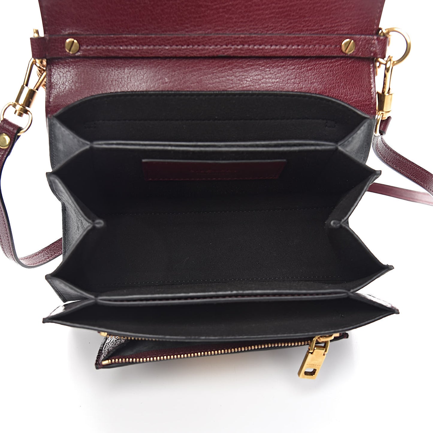 Crinkled Patent Deerskin Suede Small GV3 Shoulder Bag Aubergine Graphite