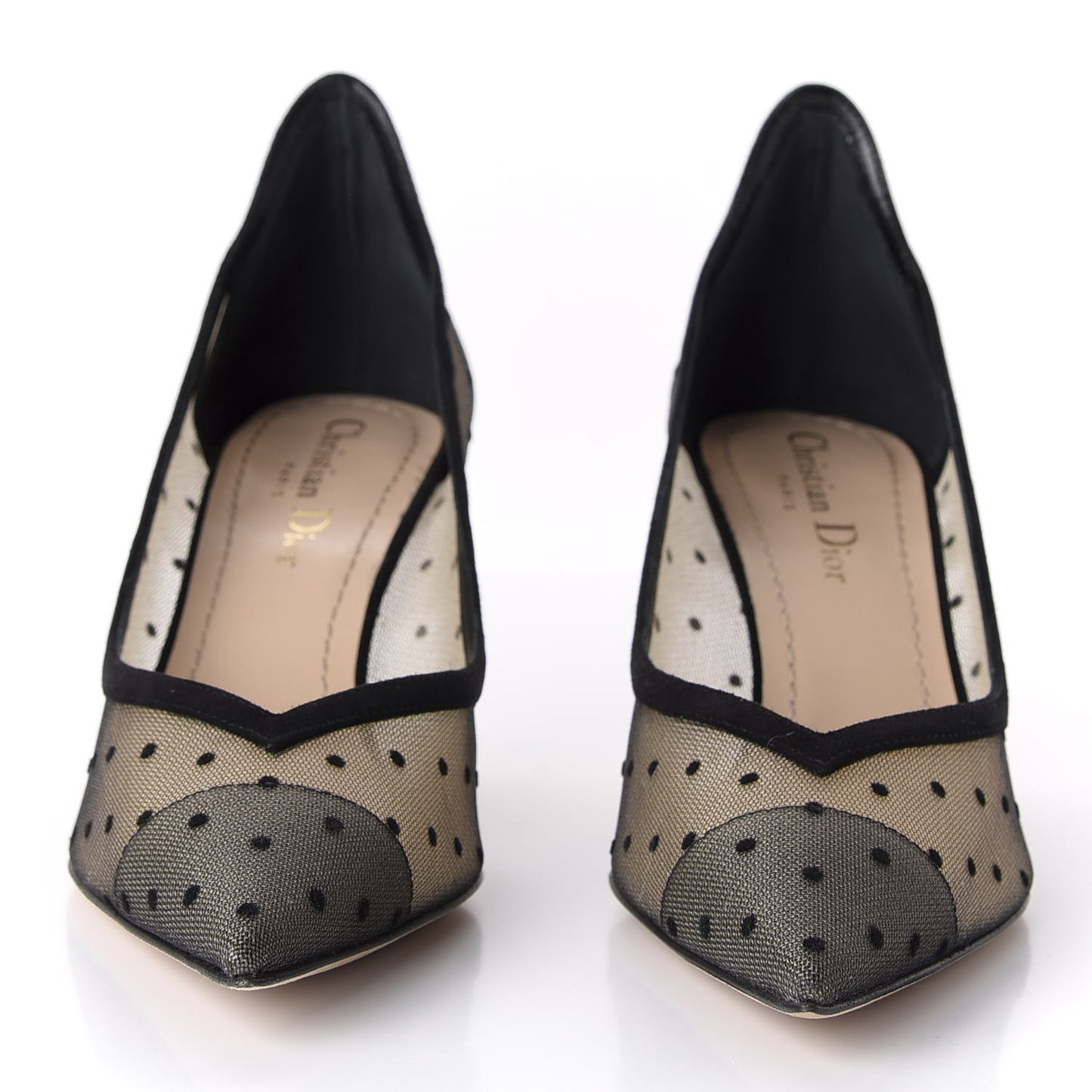 Suede Mesh Plumetis D-Sculpture Pumps 36.5 Black