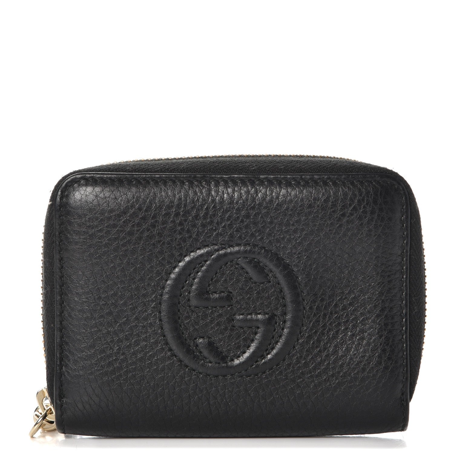 Gucci Pebbled Calfskin Soho Compact Disco Zip Around Wallet Black 1 of 8