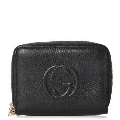 Gucci Pebbled Calfskin Soho Compact Disco Zip Around Wallet Black 1 of 8