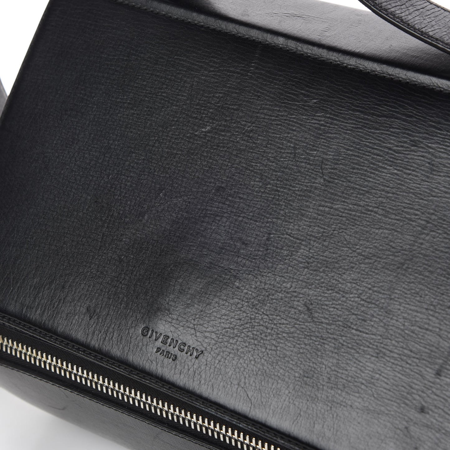Textured Calfskin Medium Pandora Box Crossbody Bag Black