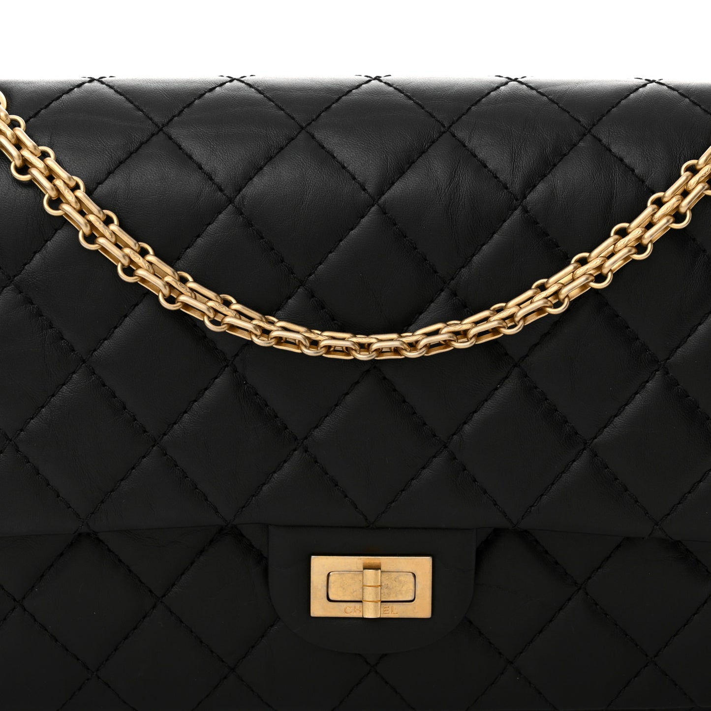 Aged Calfskin Quilted 2.55 Reissue 226 Flap Black