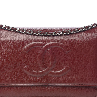 Chanel Caviar Timeless CC Wallet on Chain WOC Dark Red 13 of 14
