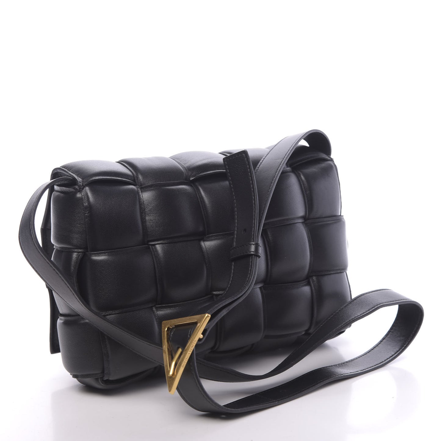 Nappa Maxi Intreccio Padded Cassette Crossbody Bag Black