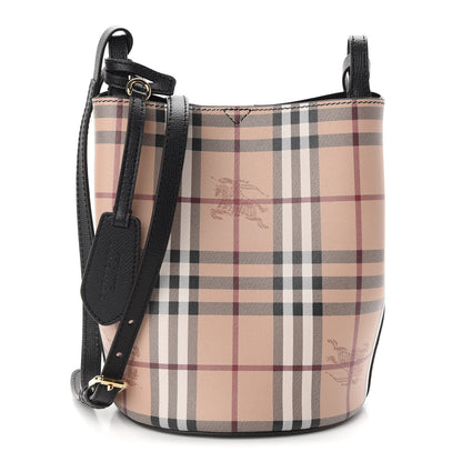 Burberry Haymarket Check Colours Small Lorne Bucket Crossbody Black 1 of 8