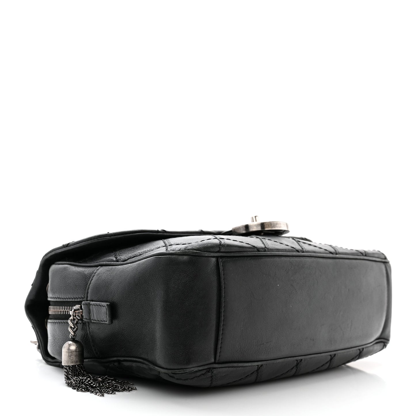 Calfskin Quilted Jumbo Coco Sporran Flap Black