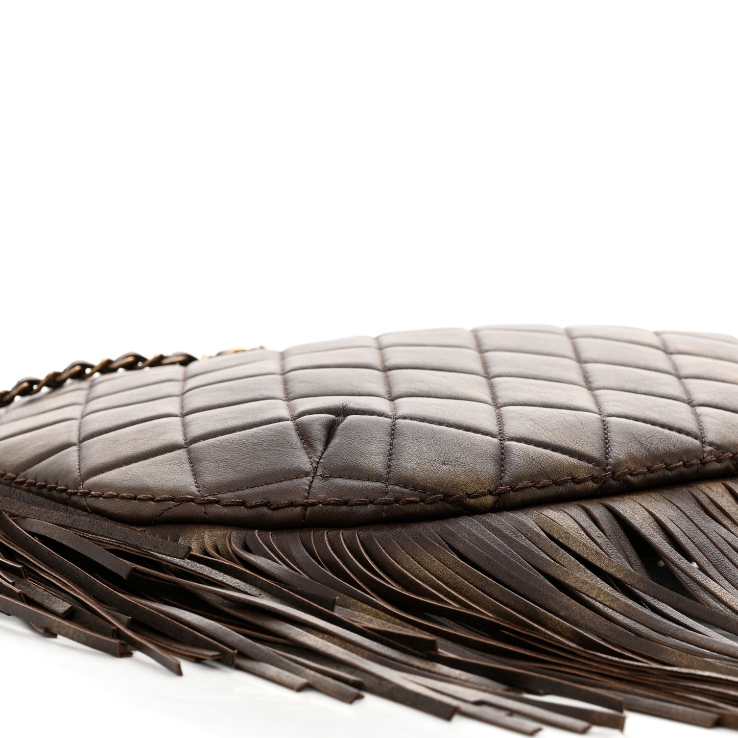 Calfskin Quilted Into The Fringe Hobo Brown