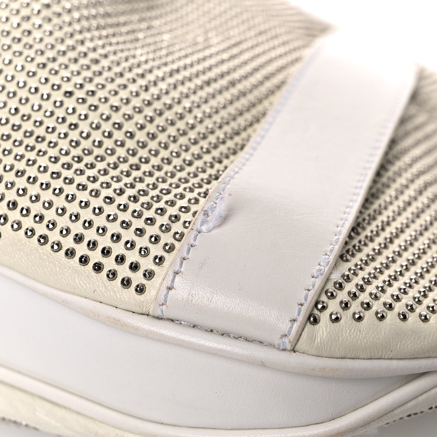 Calfskin Studded Hobo White