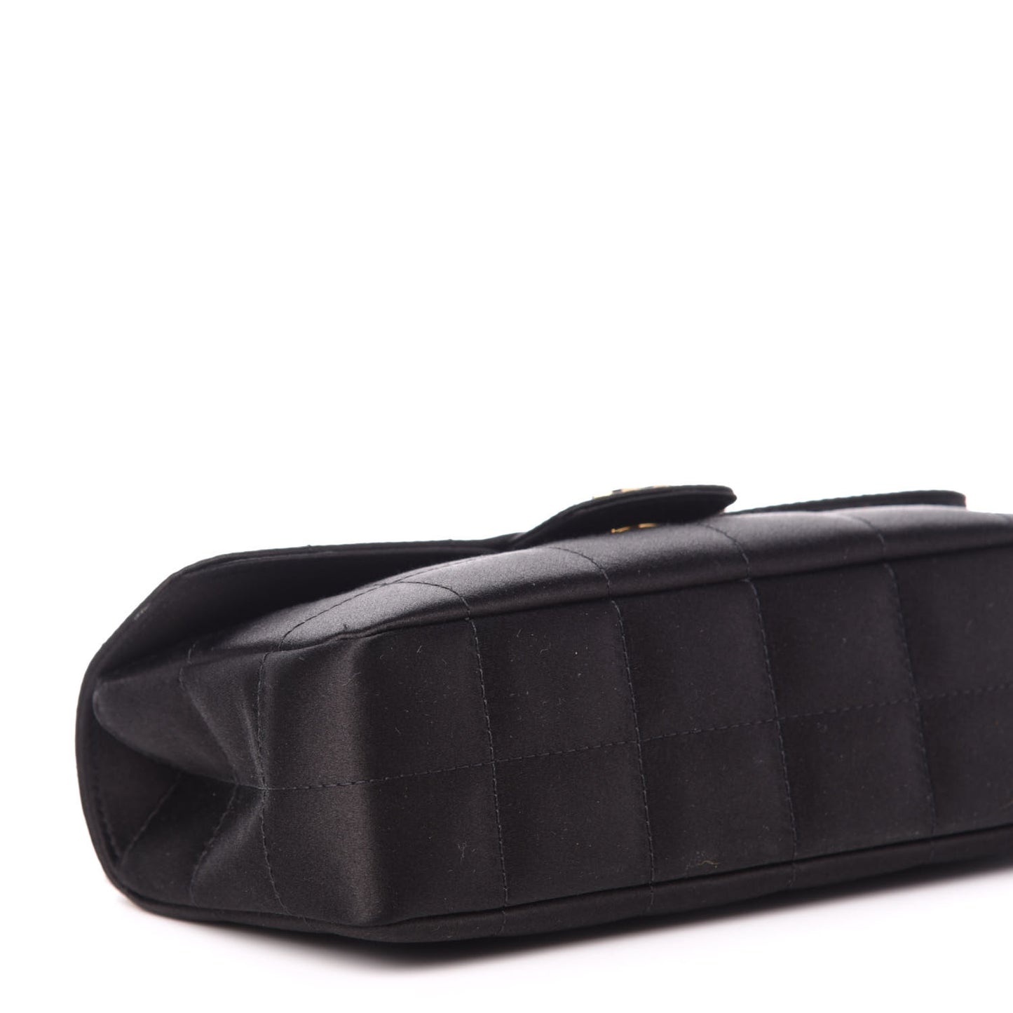 Satin Chocolate Bar Quilted Rectangular Mini Flap Black