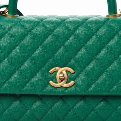 Chanel Caviar Quilted Small Coco Handle Flap Green 10 of 11