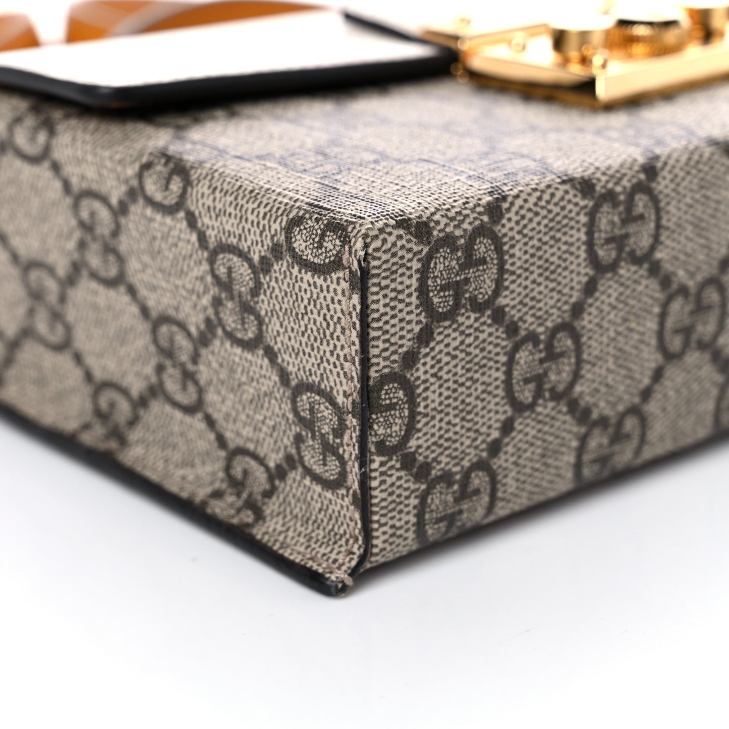 GG Supreme Monogram New Sakai Calfskin Mini Padlock Top Handle Shoulder Bag Beige Ebony Mystic White Sun Oil