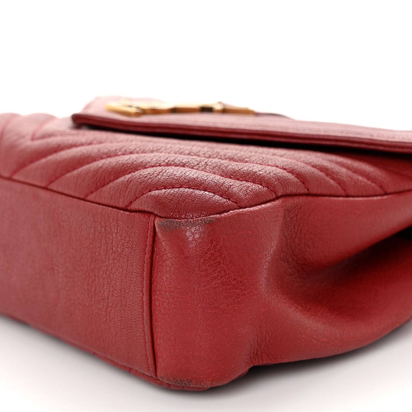 Sheepskin Matelasse Chevron Monogram Medium College Bag Opyum Red