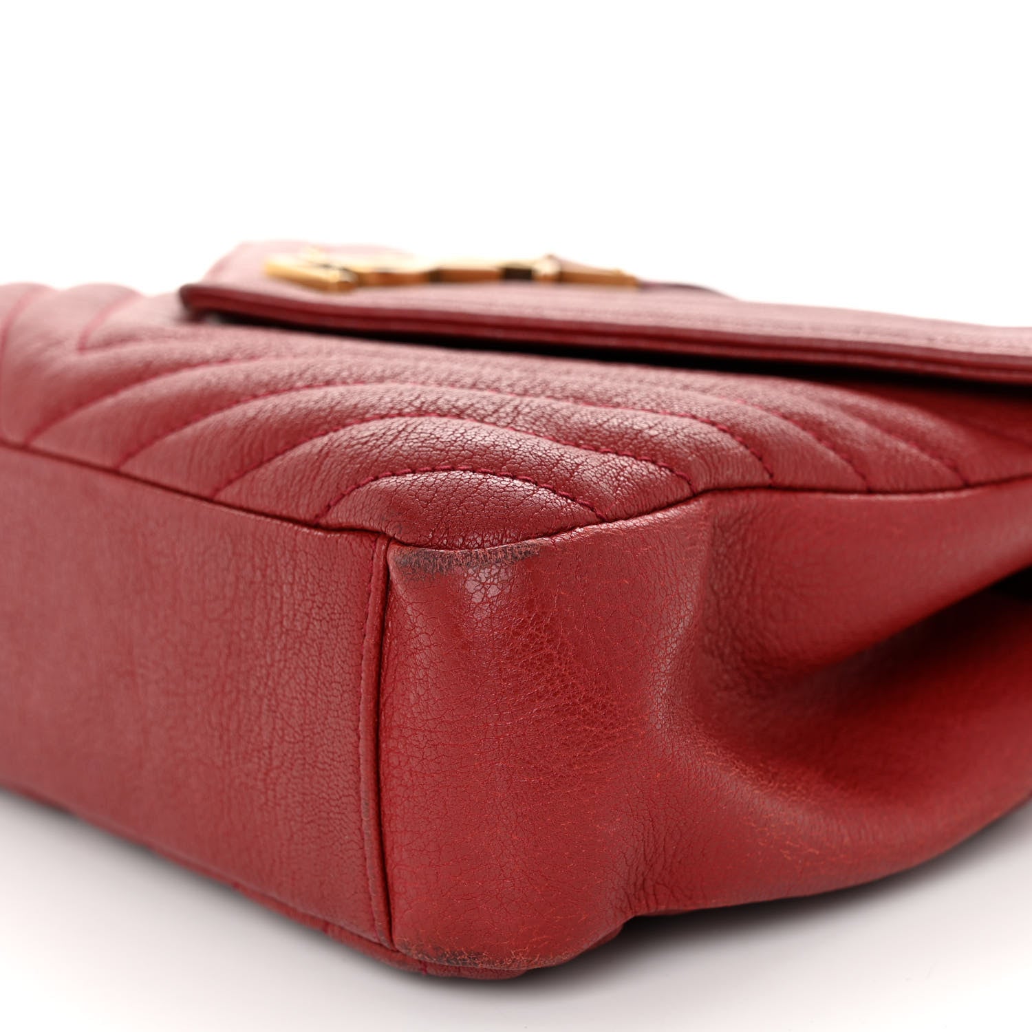 Saint Laurent Sheepskin Matelasse Chevron Monogram Medium College Bag Opyum Red 9 of 10