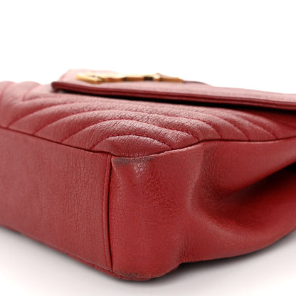 Saint Laurent Sheepskin Matelasse Chevron Monogram Medium College Bag Opyum Red 9 of 10