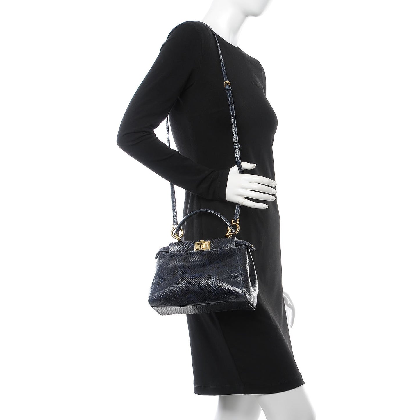 Python Shiny Nappa Mini Peekaboo Iconic Satchel Blue Jeans