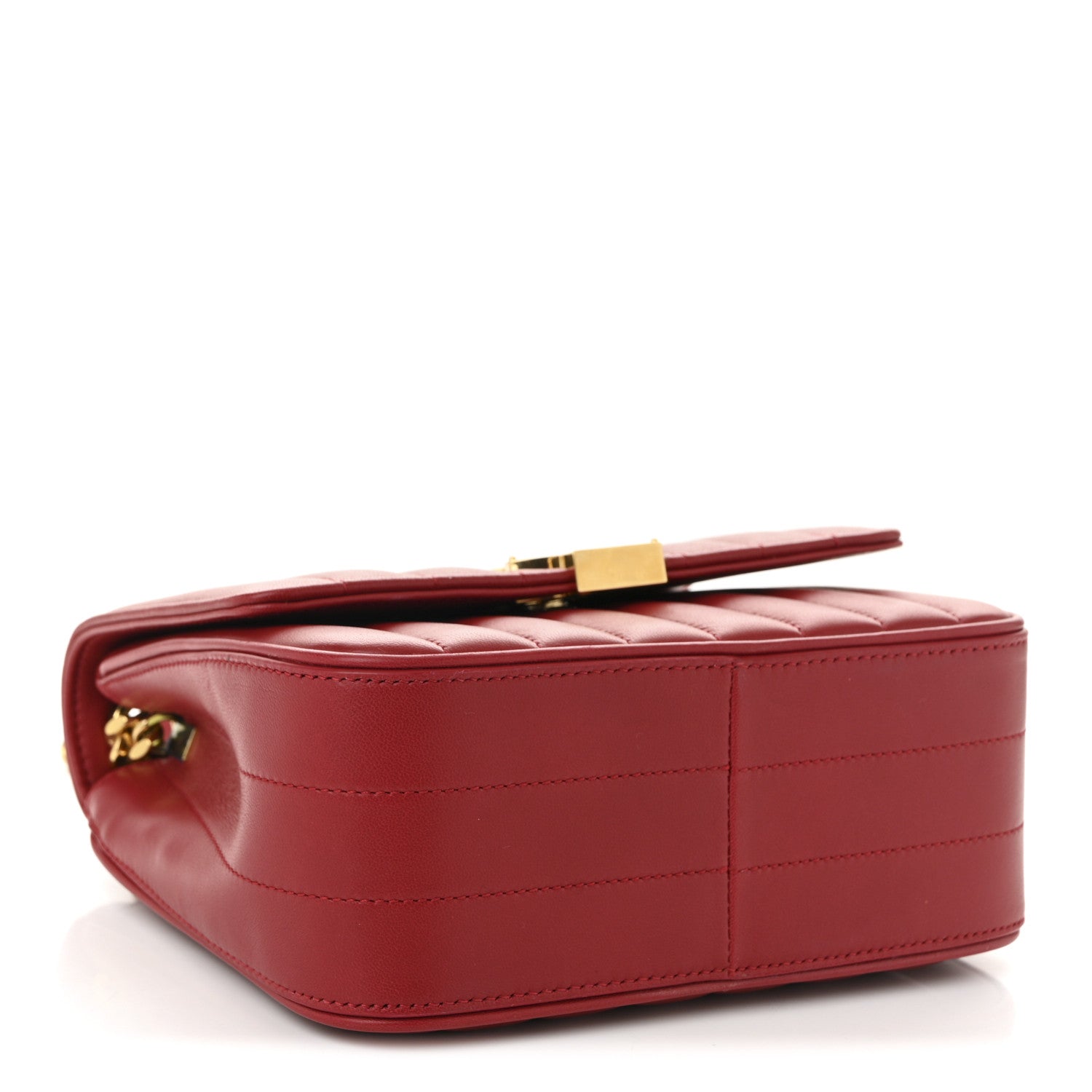 Saint Laurent Lambskin Matelasse Monogram Medium Vicky Chain Bag Rouge Eros 4 of 10